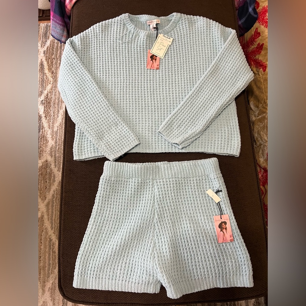 Brand New Sincerely Jules 2 Piece Lounge Set Sz Medium Light Blue